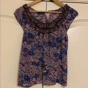 Anthropologie Odile Silk Floral Blouse